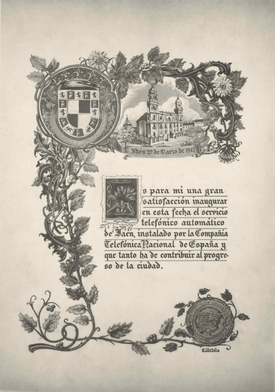 Inauguration parchment of the automatic in Jaén.