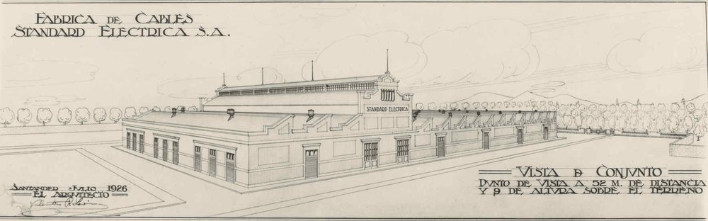 Perspective plan of the Standard Eléctrica cable factory in Santander.