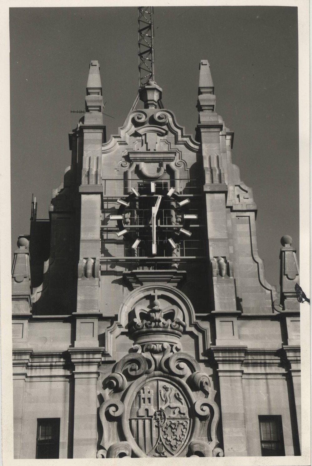 CLOCK ON THE TOWER OF THE GRAN VÍA TELEPHONE BUILDING