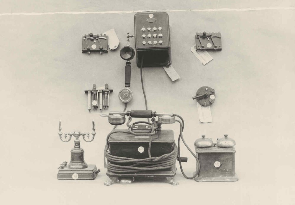 Madrid. Various pieces of antique telephone.