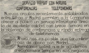 Cartel anunciador del mejor servicio Madrid-Bilbao.