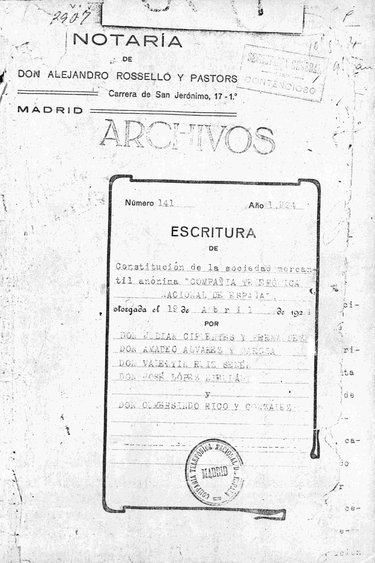 ESCRITURA DE CONSTITUCIÓN DE LA SOCIEDAD MERCANTIL ANÓNIMA COMPAÑÍA TELEFÓNICA NACIONAL DE ESPAÑA